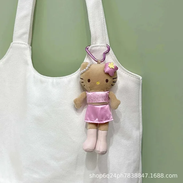 Unbranded Uncategorized Plush cat doll keychain with heart-shaped carabiner product detail image 11