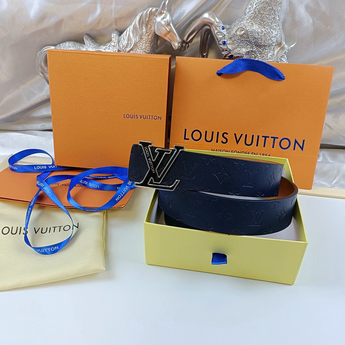Louis Vuitton Belts Monogram embossed belt with LV buckle — 10