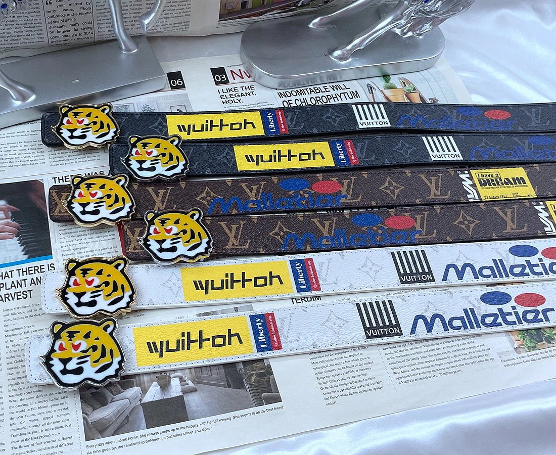 Louis Vuitton Belts Tiger-head buckle belt with monogram and graphic patches image 2