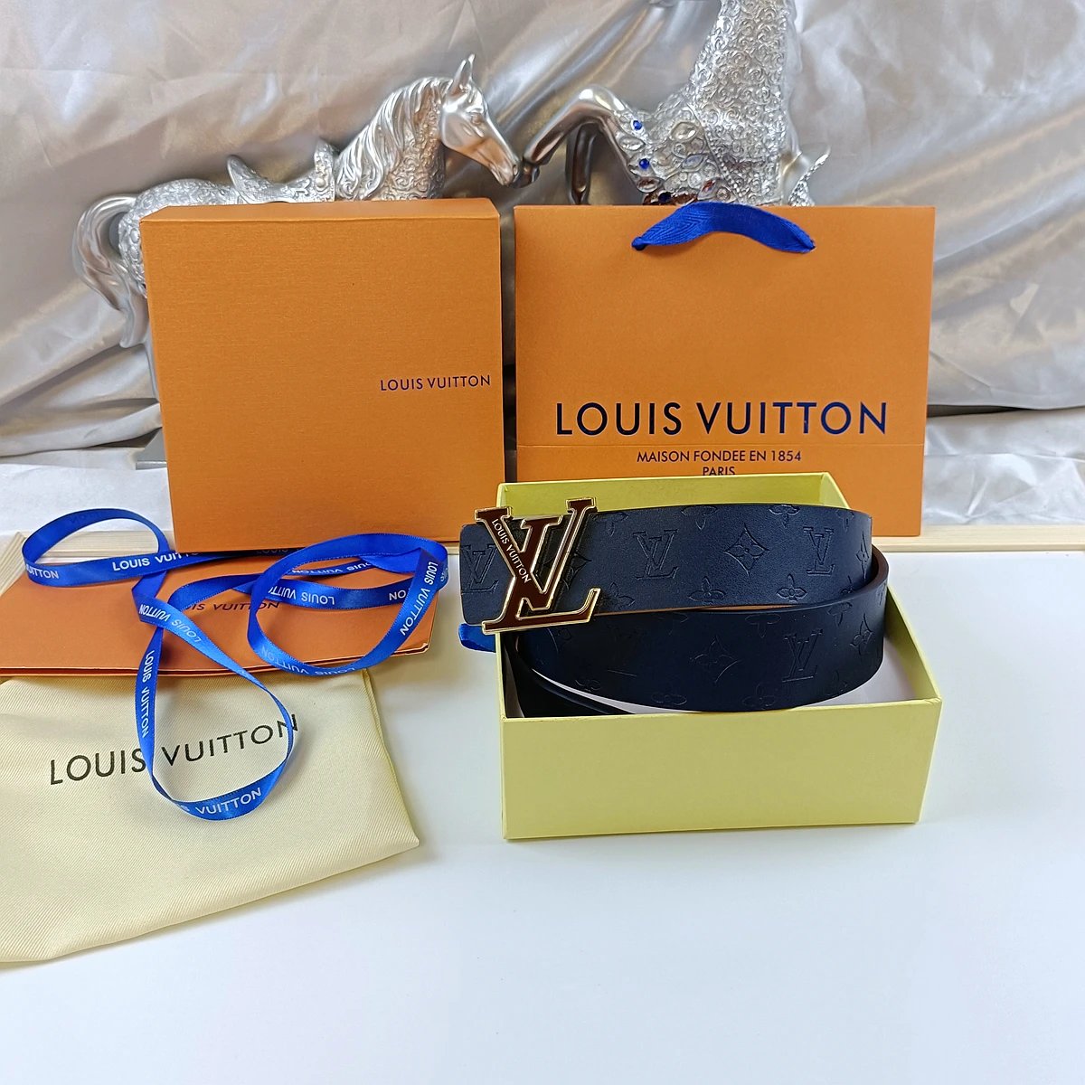 Louis Vuitton Belts Monogram embossed belt with LV buckle — 9