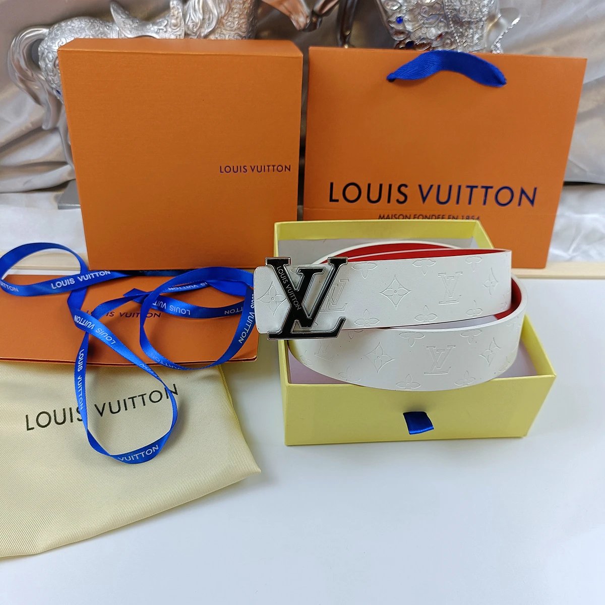 Louis Vuitton Belts Monogram embossed belt with LV buckle — 12