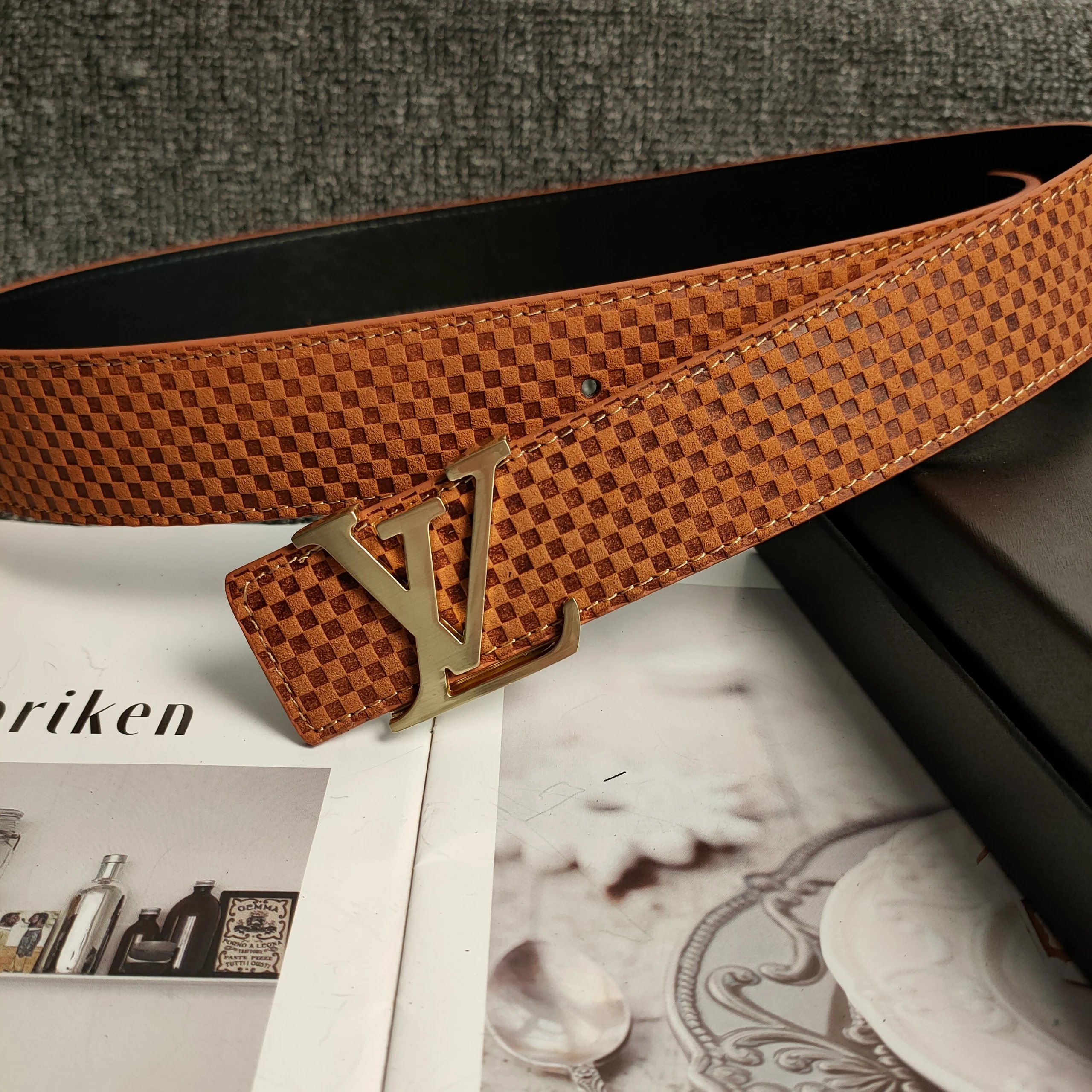 Louis Vuitton Belts Monogram embossed belt with LV buckle — 25
