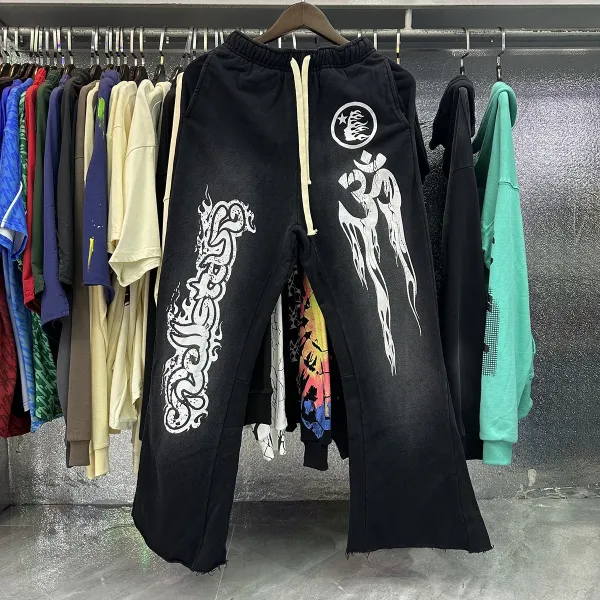 Design Flame Script Sweatpants Black - 1