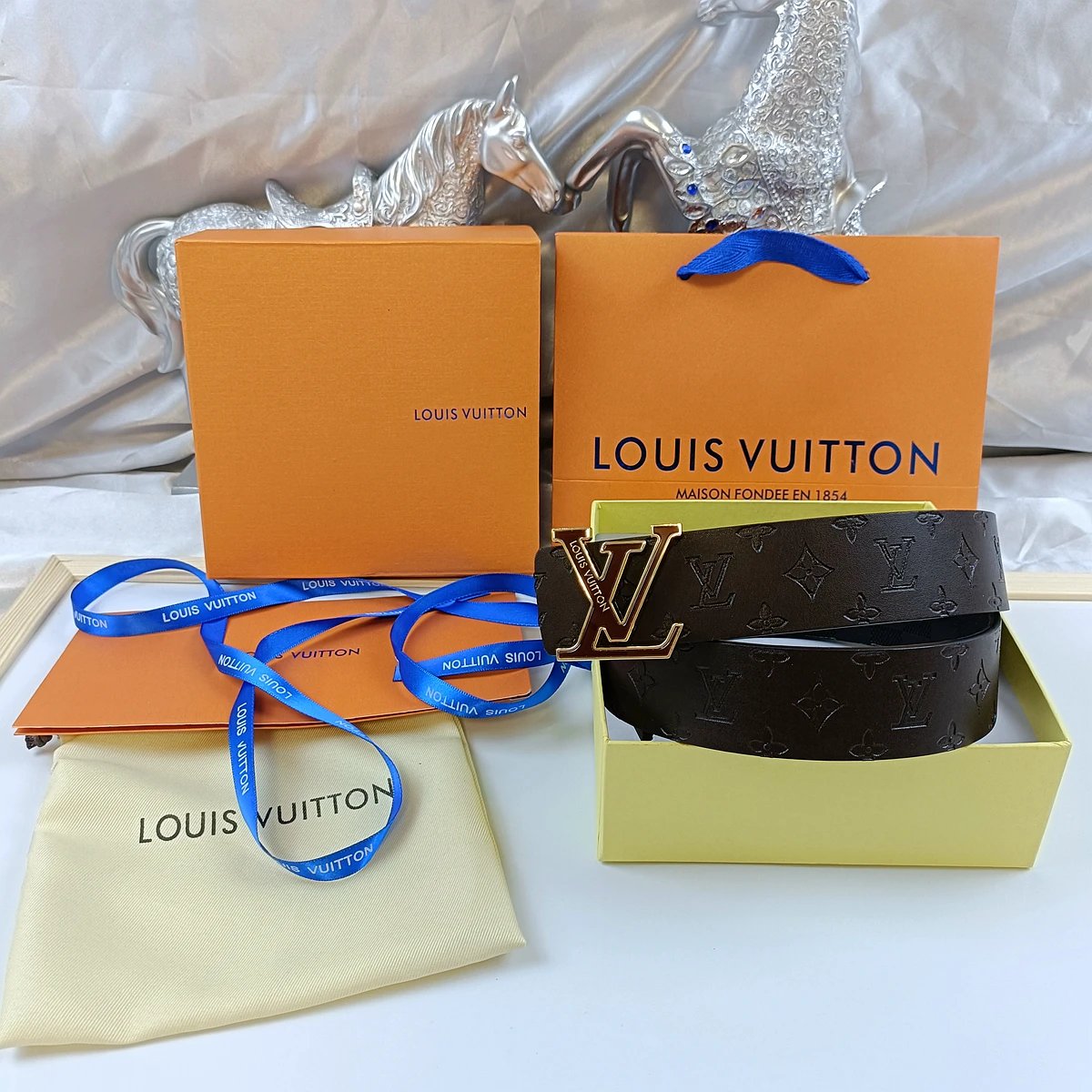 Louis Vuitton Belts Monogram embossed belt with LV buckle — 7