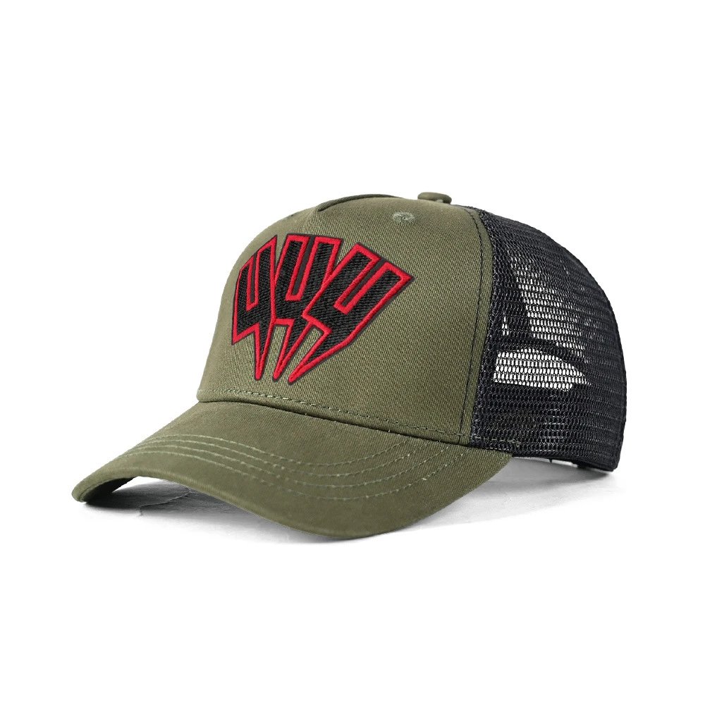 Unbranded Hats Mesh-back trucker cap with embroidered lightning graphic — 35