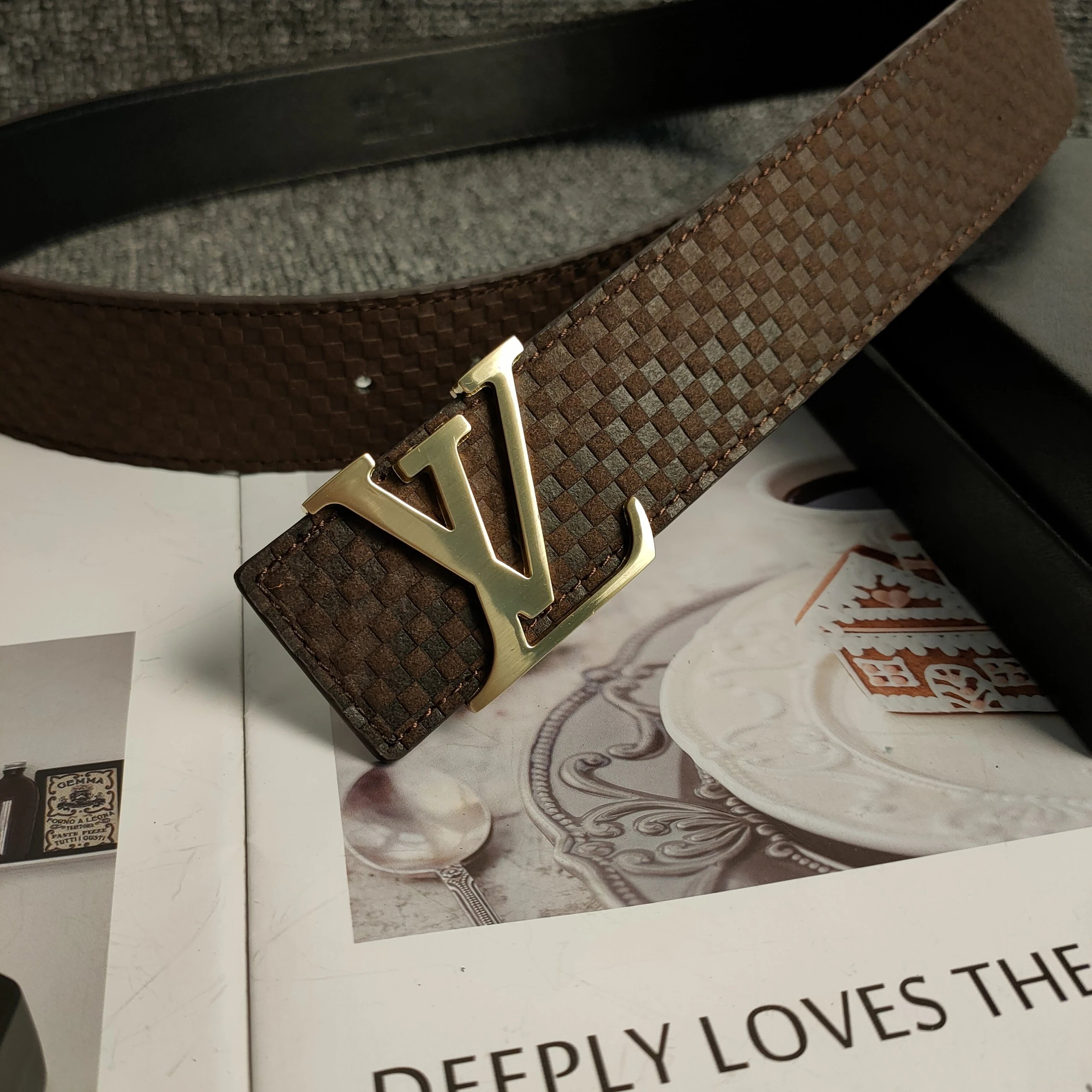 Louis Vuitton Belts Monogram embossed belt with LV buckle — 27