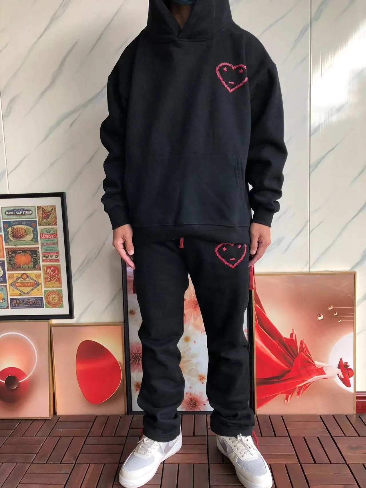 Play Comme des Garçons Heart Embroidery Sweatpants Beige - 14