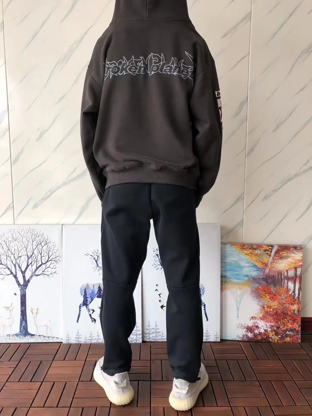 Broken Planet Chaos Embroidered Hoodie Gray - 11