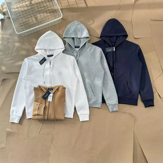 High quality pony embroidered zipper hooded jacket