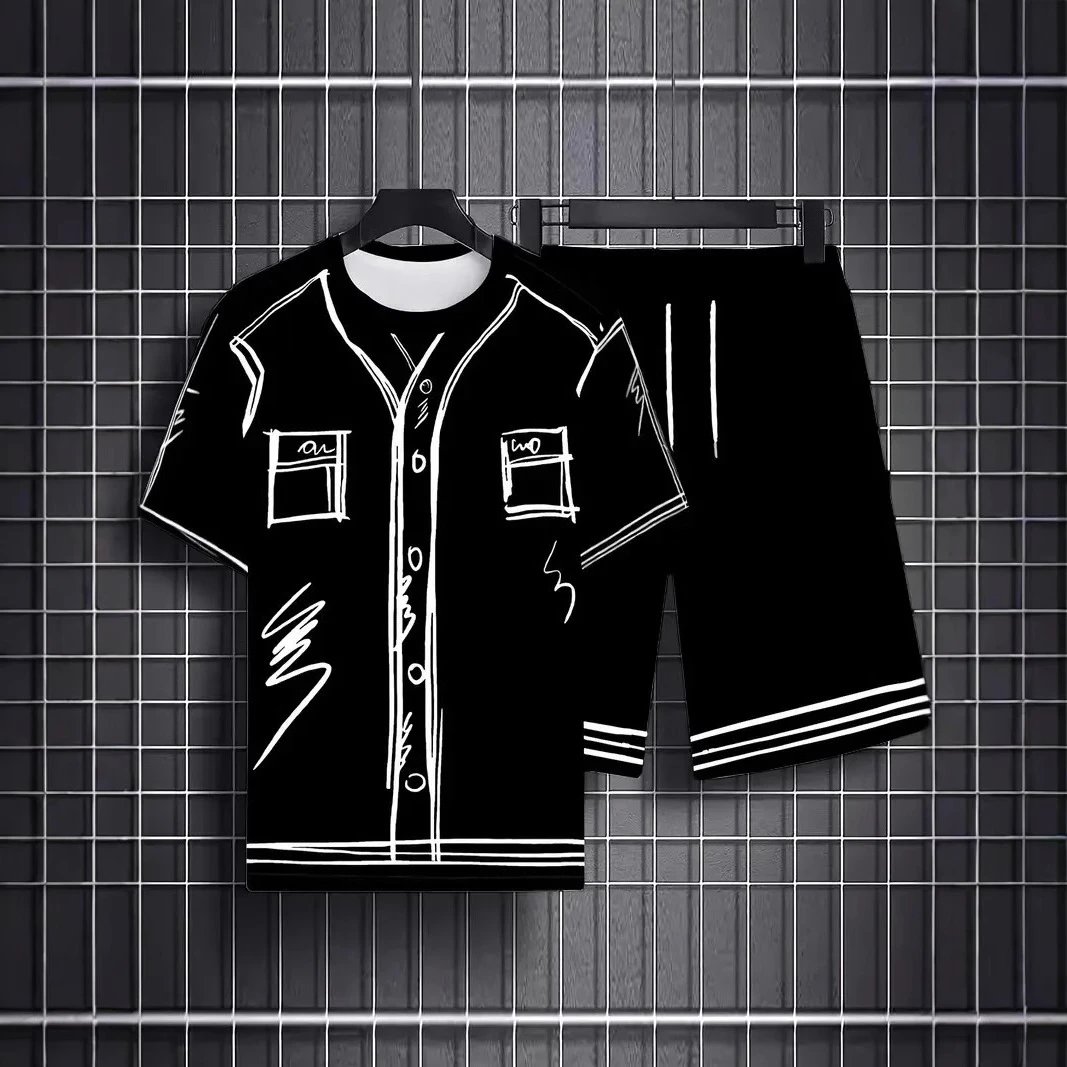 Casual Holiday Art Graffiti Print Shorts Two-piece Set