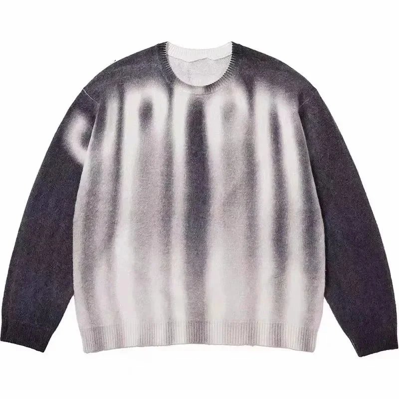 Sup fuzzy gradient knitted sweater