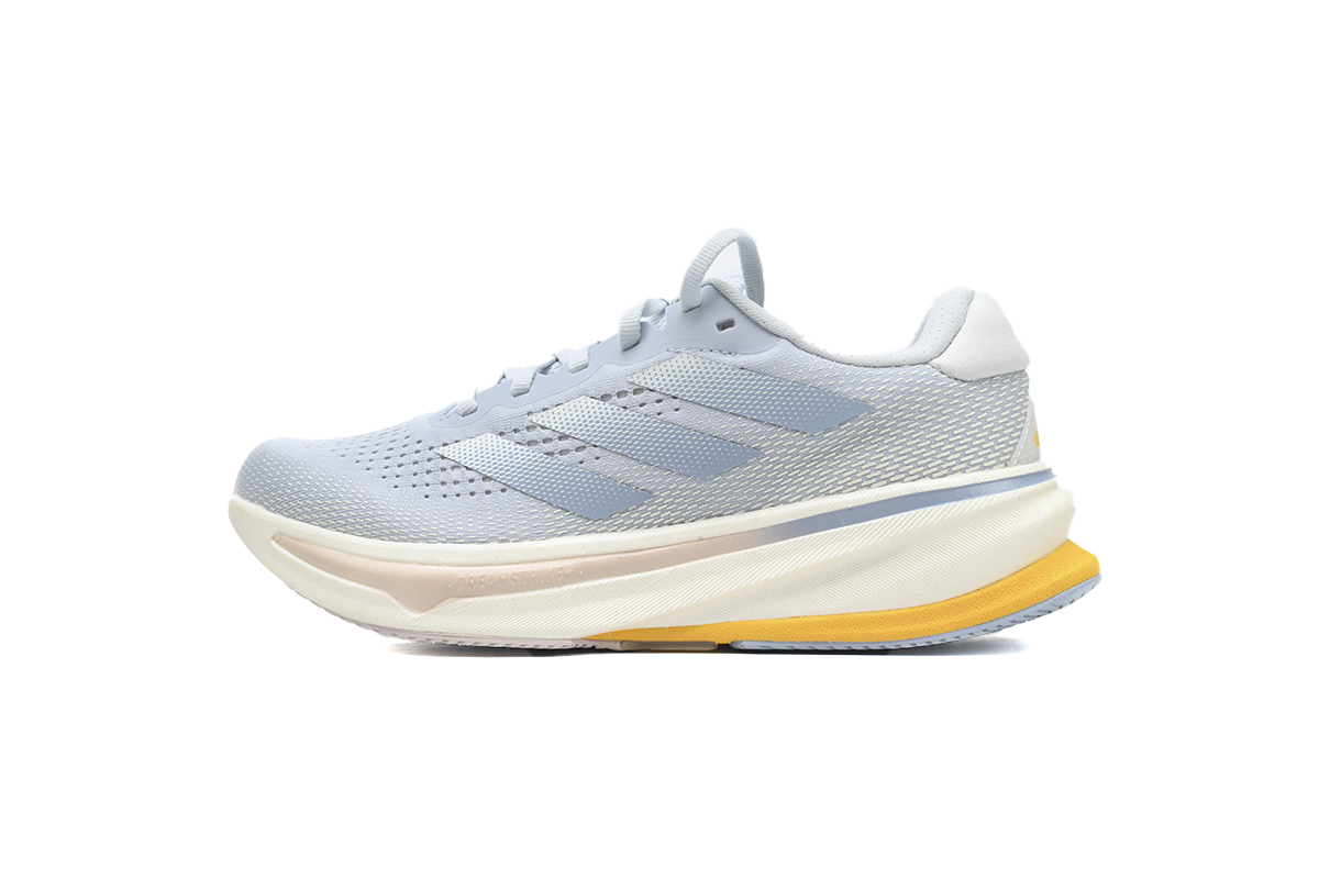 Running shoes in light white and blue