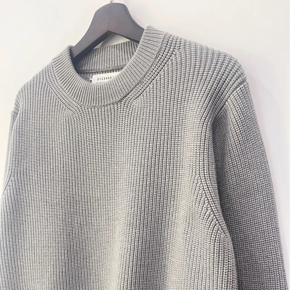 Majiia Four-Corner 21AM Knit Sweater Crew Neck Pullover Loose Fit Men Women Four-Corner Stitching Knitwear Couple Style Minimalist