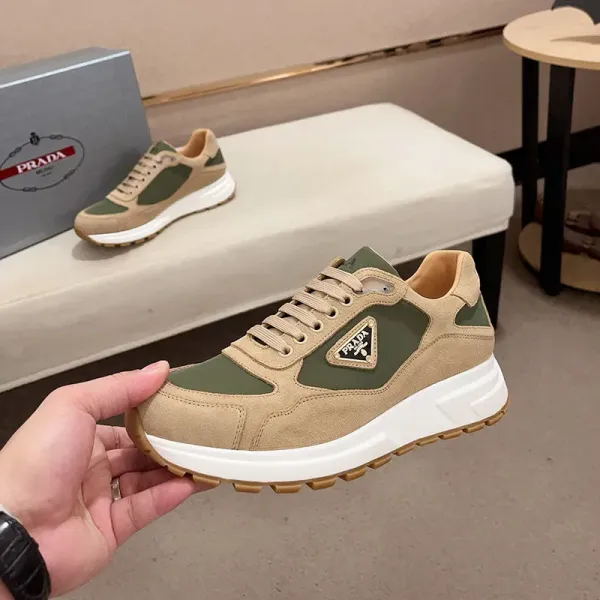 Prada Re-Nylon Runner Beige and Army Green Chunky Sneakers - 1