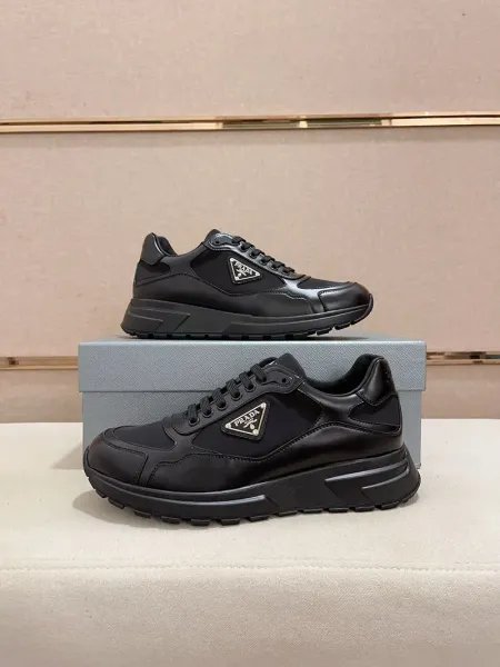 Prada Re-Nylon Triangle Logo Black Chunky Sneakers - 10
