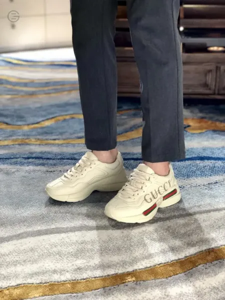 Gucci Rhyton Logo Print Beige Chunky Sneakers - 6