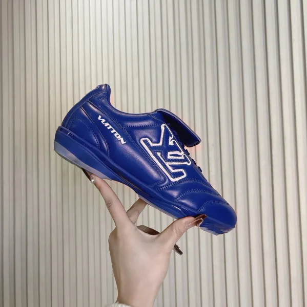 Louis Vuitton LV Trainer Blue Leather Sneakers - 1