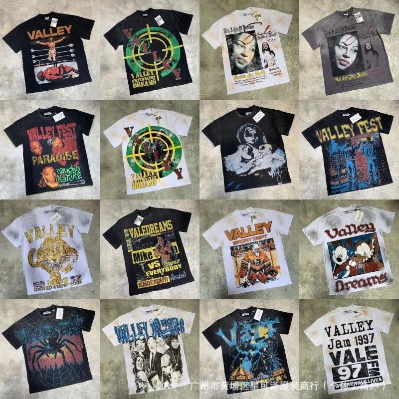 水洗做旧印花欧美嘻哈宽松短袖Tee恤男