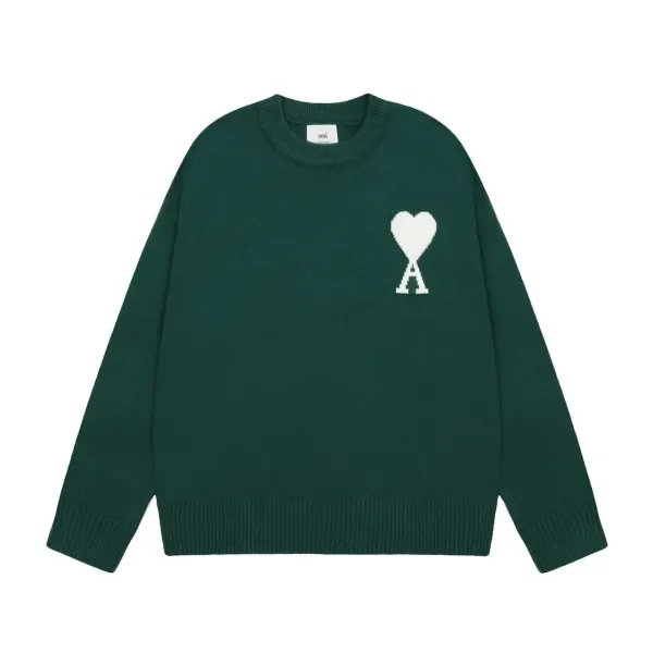 Design Knit Sweater with White Heart-A Motif Black Sweater - 7