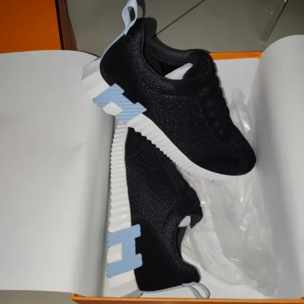 Hermès H-Track Sneakers Black and Light Blue Chunky Sneakers - 1