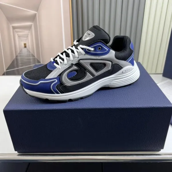 Dior B23 Low Blue and Black Chunky Sneakers - 1