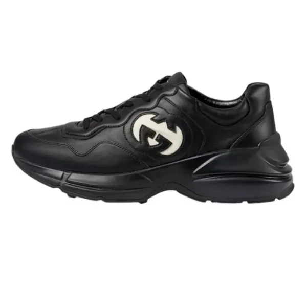 Gucci Rhyton Black Leather Chunky Sneakers - 1