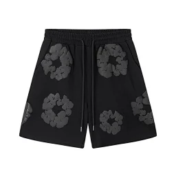 thumbnail for New kapok foam print short sleeve shorts summer casual high street suit men