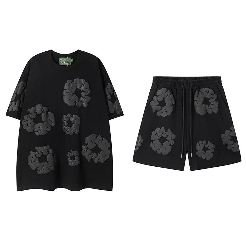 黑印花套装（短袖+短裤）