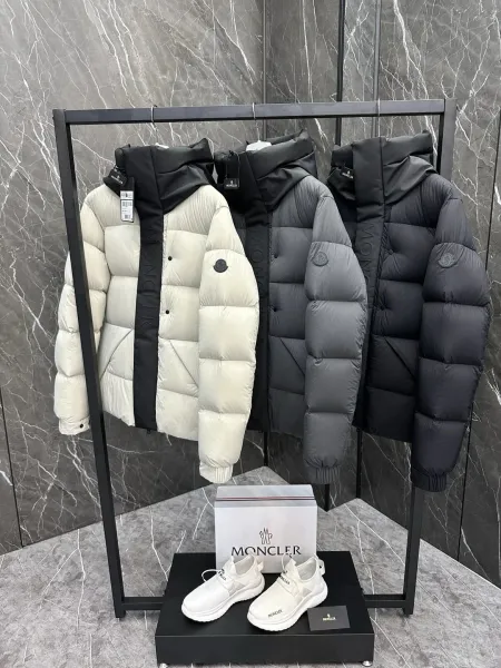 Moncler Genius 1952 Down Jacket Light Gray with Black Logo Strap - 5