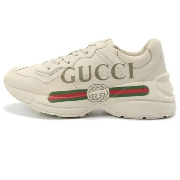 Gucci Rhyton Logo Print Beige Chunky Sneakers - 1