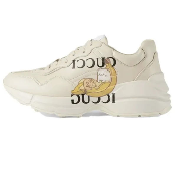 Gucci Rhyton Banana Cat Print Beige Chunky Sneakers - 1