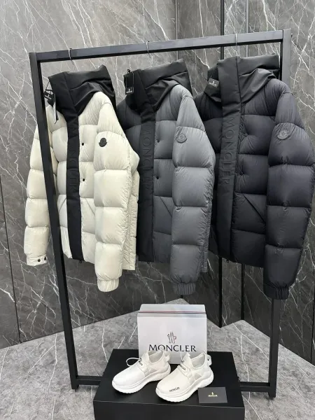 Moncler Genius 1952 Down Jacket Light Gray with Black Logo Strap - 4