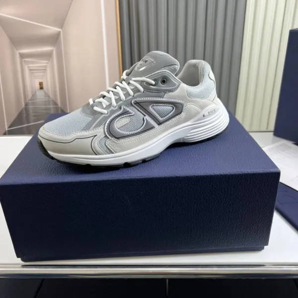 Dior B23 Low Gray Mesh Sneakers - 1