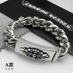 thumbnail for Personality Hip Man Fashion Cross Bracelet Men's and Women's Japanese and Korean Hip Hop Hip Hop Hip Man Retro Sterling Silver Dice Bracelet