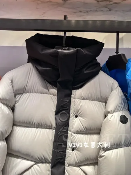 Moncler Genius 1952 Down Jacket Light Gray with Black Logo Strap - 8