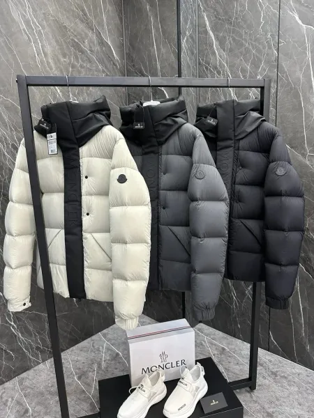 Moncler Genius 1952 Down Jacket Light Gray with Black Logo Strap - 3