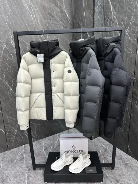 Moncler Genius 1952 Down Jacket Light Gray with Black Logo Strap - 6