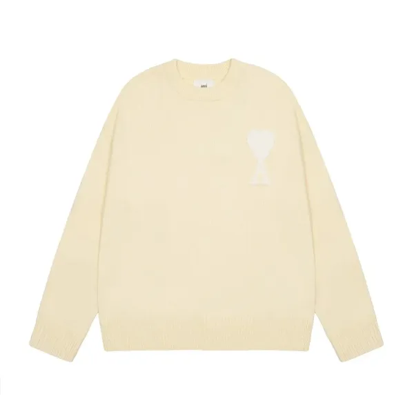 Design Knit Sweater with White Heart-A Motif Black Sweater - 11
