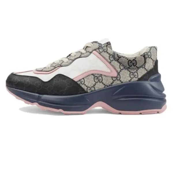 Gucci Rhyton GG Supreme Pink and Navy Chunky Sneakers - 1