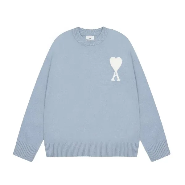 Design Knit Sweater with White Heart-A Motif Black Sweater - 9