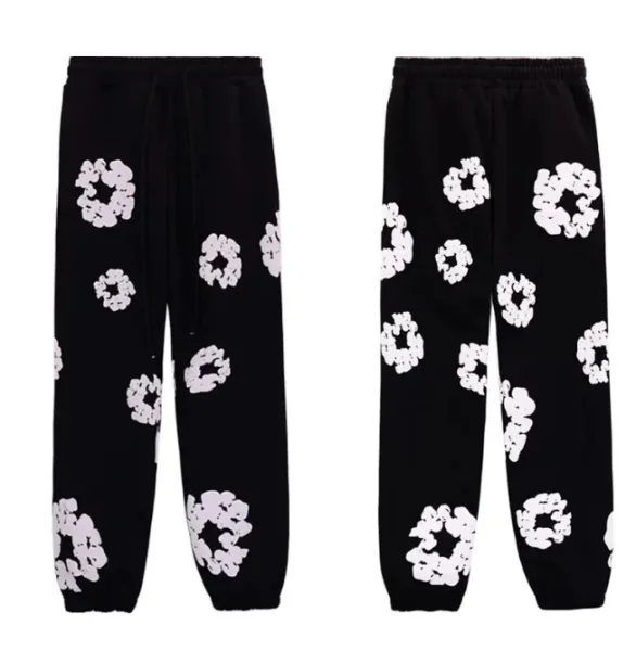 Design Floral Print Joggers Army Green Sweatpants - 16
