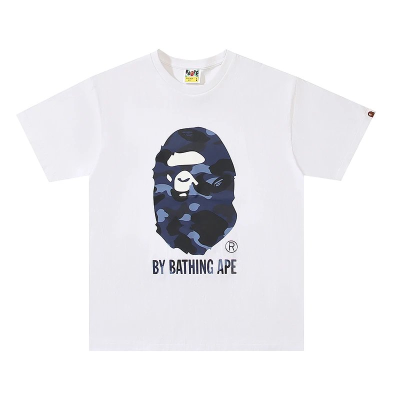 Camouflage Alphabet Ape Head White Blue