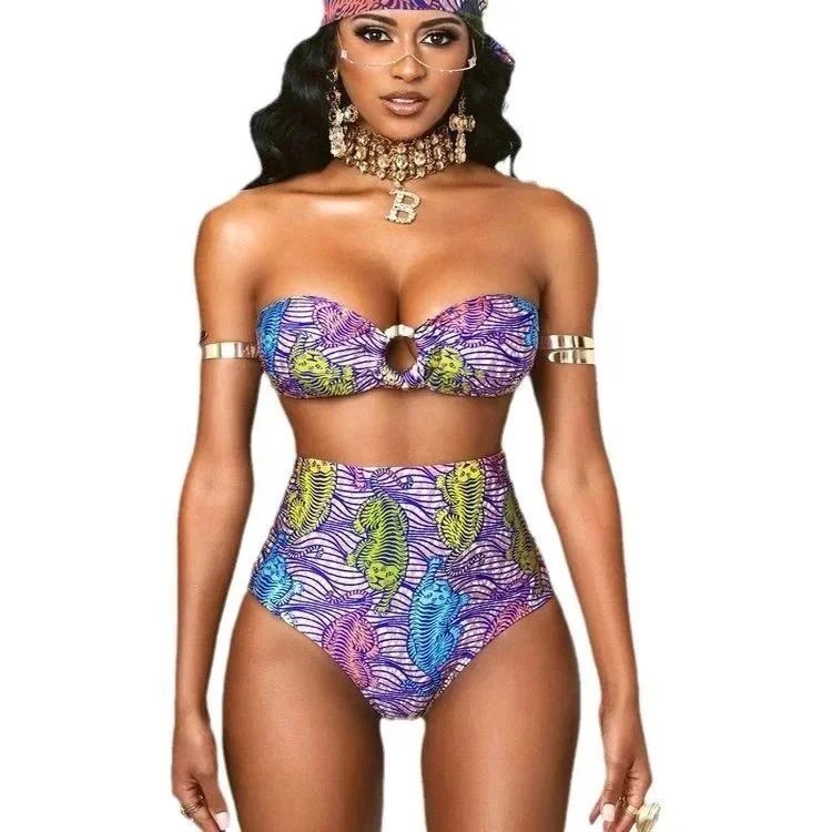 Dior Oblique Print Blue White Triangle Bikini Set