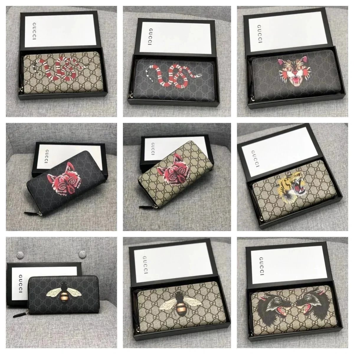 Gucci GG Marmont Snake Brown Animal Print Wallet
