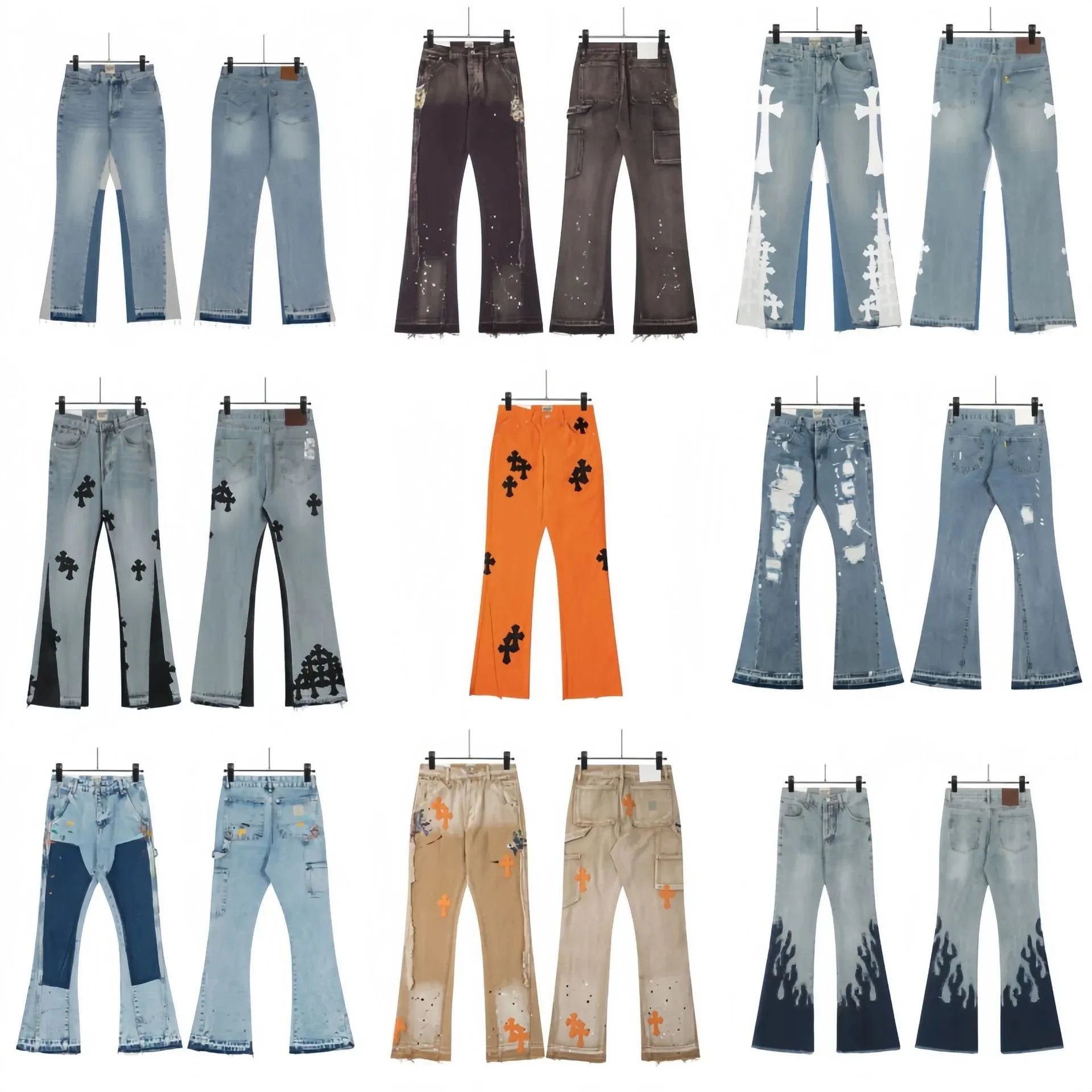 GALLERY DEPT. Flame flared jeans with washed and distressed stitching