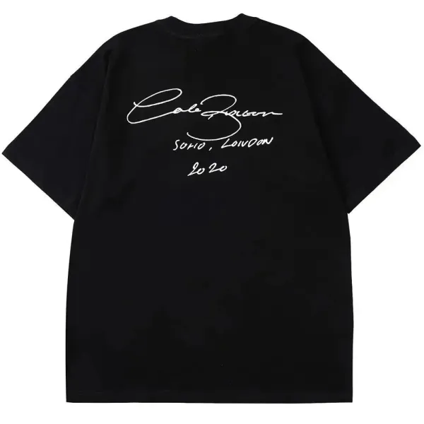 Cole Buxton Signature Script Black Oversized T-Shirt - 1