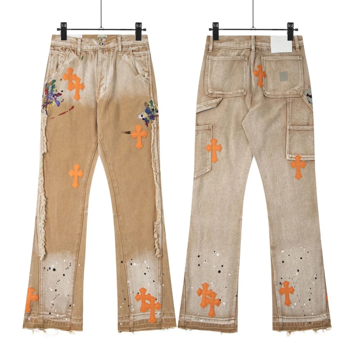 Gallery Dept Paint-Splatter Flared Black Jeans - 16