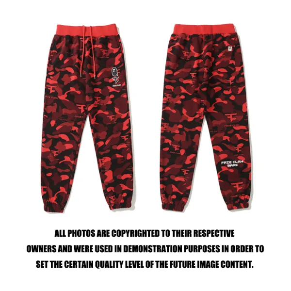 A Bathing Ape x Faze Clan Camo Joggers Red Black Sweatpants - 1