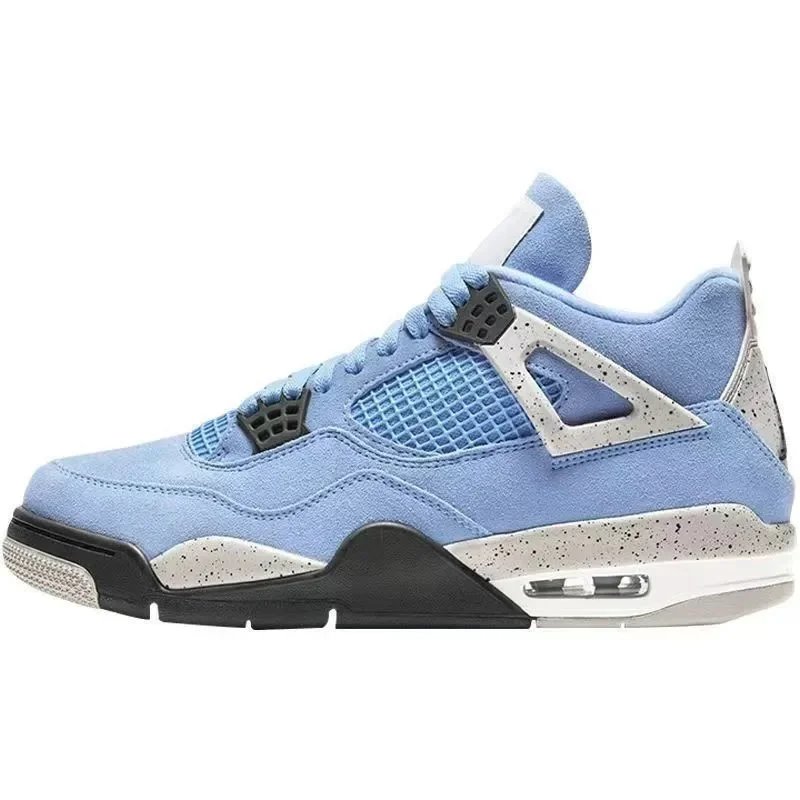 Nike Air Jordan 4 White Navy Grey Retro Basketball Sneakers