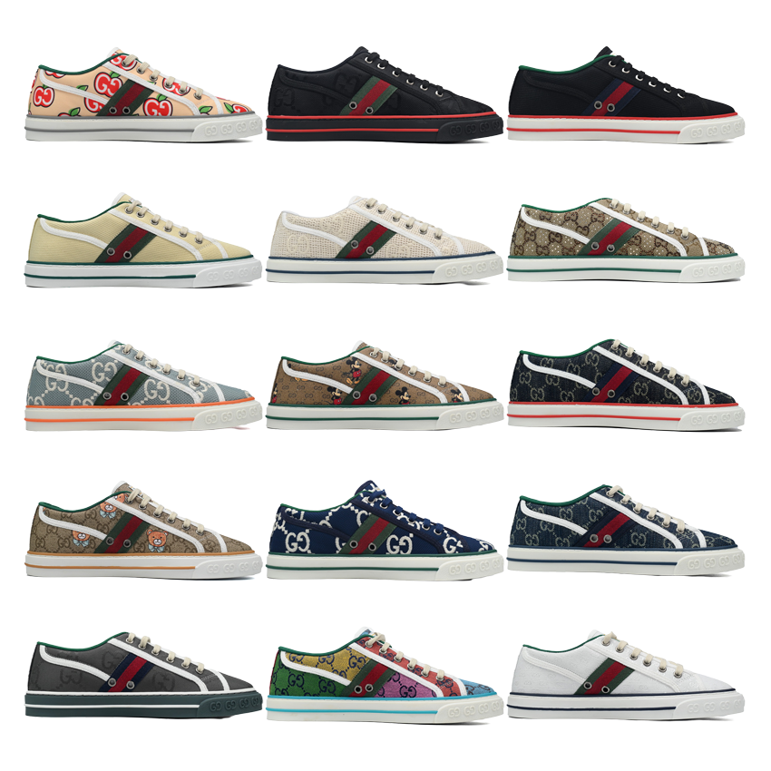 Gucci Canvas Web GG Apple Womens 1977 Tennis Sneakers Ivory Red Mystic White New Shamarock